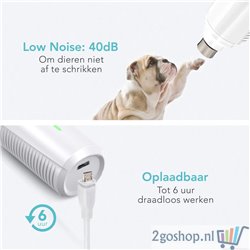 LifeGoods Elektrische Nagel Vijl voor Huisdieren - Oplaadbaar - Honden/Katten/Dieren - Wit