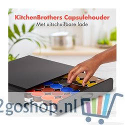 KitchenBrothers Capsulehouder - met Lade - Dolce Gusto - 36 Capsules - RVS - Zwart