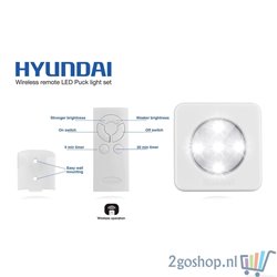 Hyundai - 4 + 1 set - USB oplaadbare draadloze LED spots met afstandbediening en touch – Wit