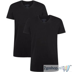 Bamboo Basics - 2-Pack Heren Bamboe T-shirts V- Hals Velo – Extra Lang – Zwart - S