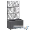 Latwerkplantenbak verhoogd met potten 58x30x107 cm rattan zwart