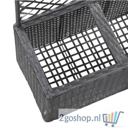 Latwerkplantenbak verhoogd met potten 58x30x107 cm rattan zwart