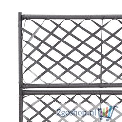 Latwerkplantenbak verhoogd met potten 58x30x107 cm rattan zwart