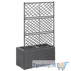 Latwerkplantenbak verhoogd met potten 58x30x107 cm rattan zwart