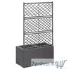 Latwerkplantenbak verhoogd met potten 58x30x107 cm rattan zwart