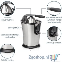 Juicer 201851 - Elektrische Citruspers - Druppelstop - Universele perskege - 160 W - RVS