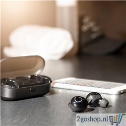 LifeGoods Draadloze Oordopjes - Wireless Bluetooth 5.0 Earbuds - met Oplaadcase - Waterproof - Zwart