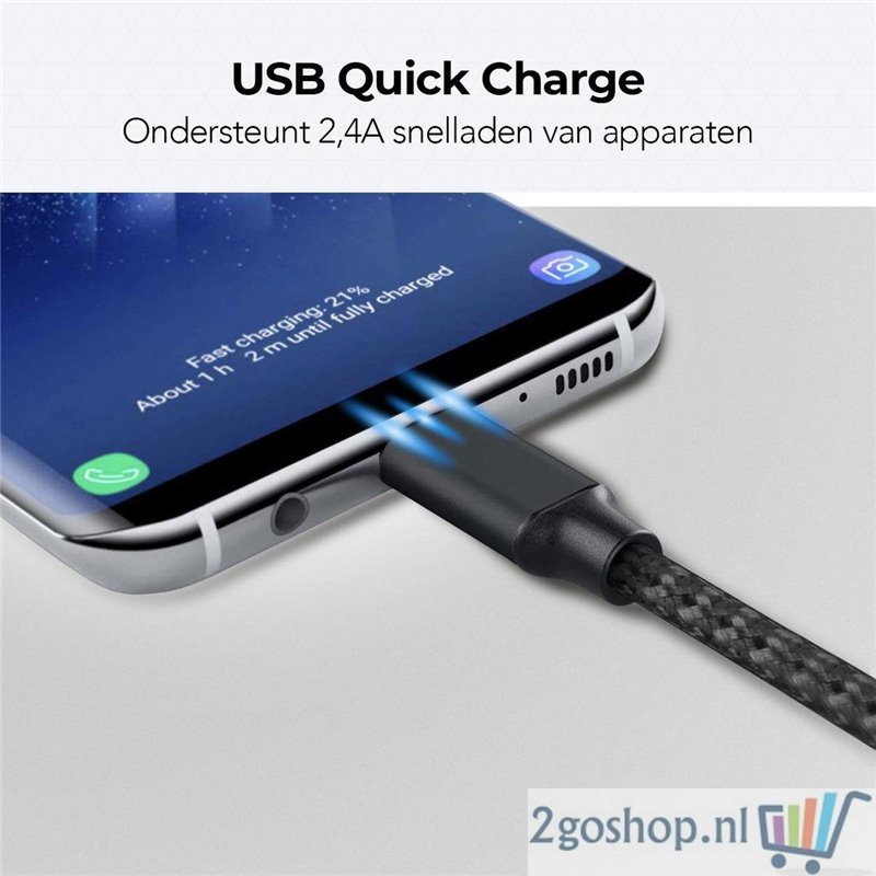 Câble de données et de charge LifeGoods USB-C - Câble de chargeur rapide  2,4 A - Type