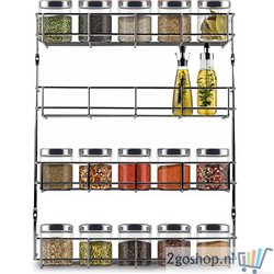 KitchenBrothers Ophangbaar Kruidenrek voor 32 Kruidenpotjes - 4 Laags - 40 x 6.3 x 50 cm - RVS